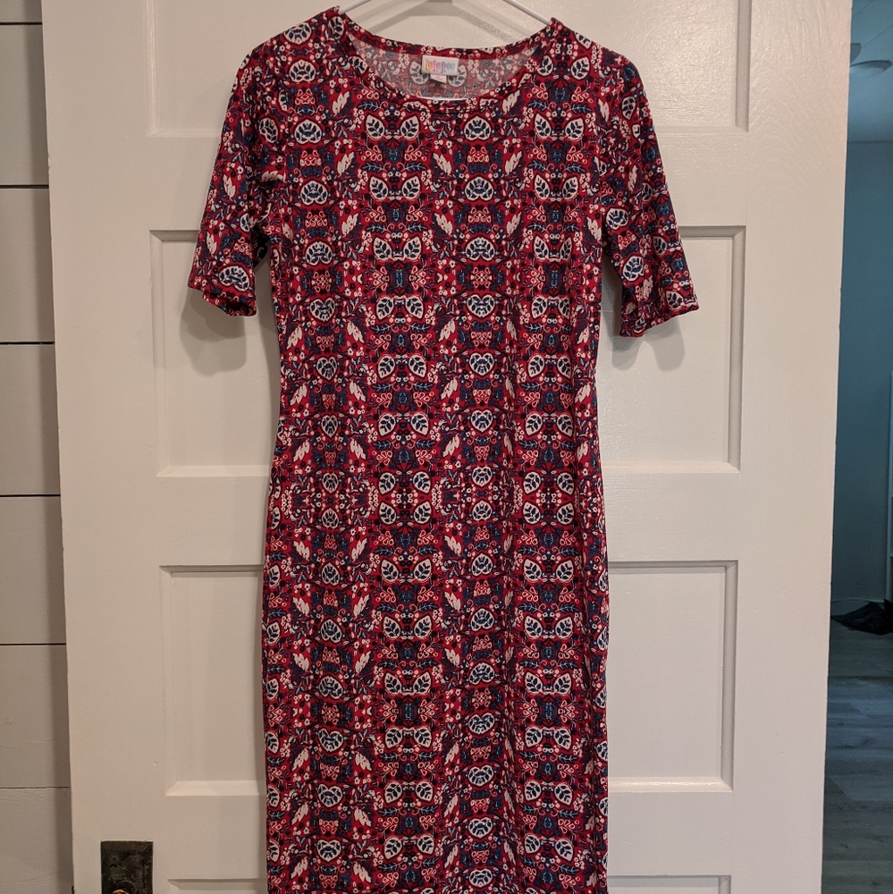 LulaRoe Julia Red, White, and Blue